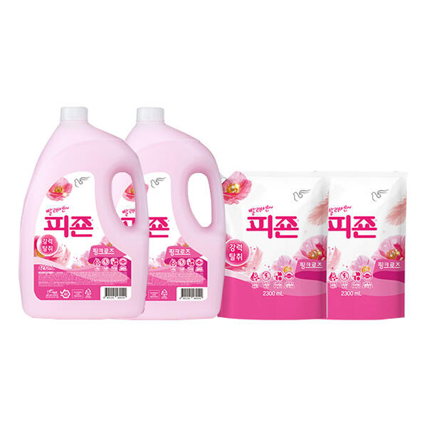 상품 이미지: 피죤 섬유유연제 용기 핑크로즈, 4.21L, 2개 + 리필, 2.3L, 2개
