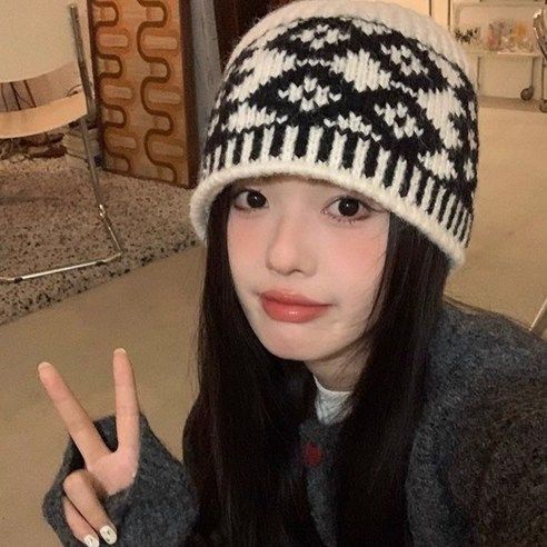 상품 이미지: govbom 여성 버킷 니트 비니 모자