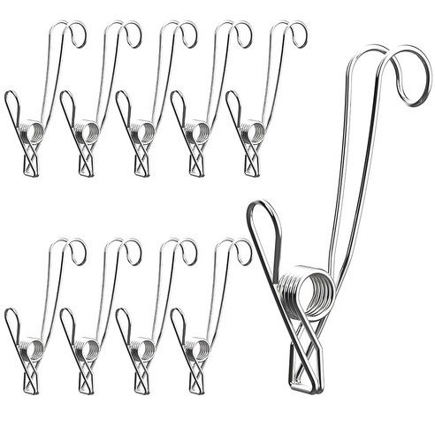 상품 이미지: 코멧 다용도 스테인리스 후크 집게, 실버, 10개