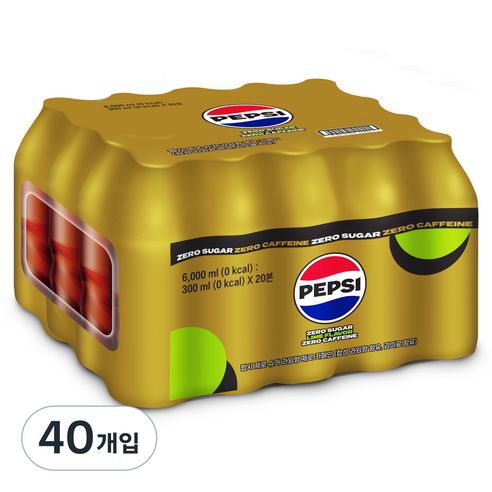 상품 이미지: 펩시 제로슈거 라임향 제로카페인 무라벨, 300ml, 40개