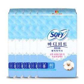 상품 이미지: 쏘피 바디피트 천연코튼 팬티라이너 롱(무향) 40P x 5팩