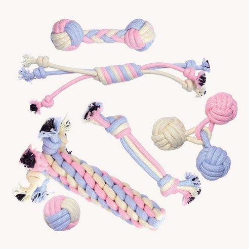 상품 이미지: 리스펫 강아지 파스텔러버 터그놀이 로프 장난감 6종 세트