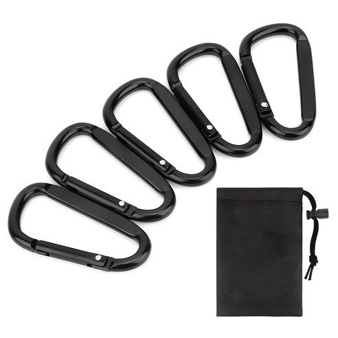 상품 이미지: 코멧 아웃도어 고강도 D형 알루미늄 카라비너 5개 + 수납 파우치 세트