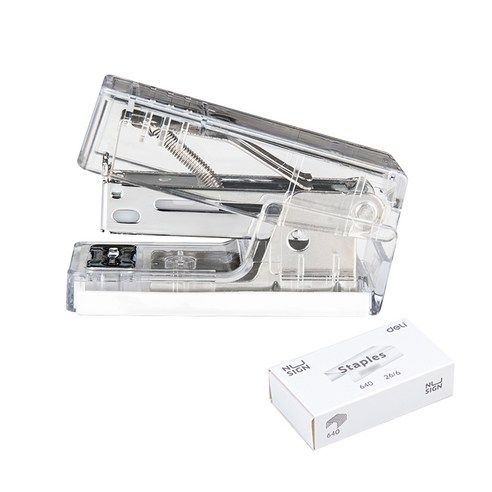 상품 이미지: 누사인 투명 미니 스테이플러 + 33호심 세트, 투명화이트, 1세트