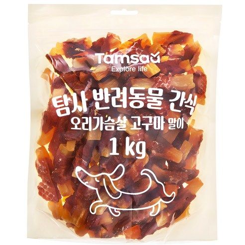 상품 이미지: 탐사 반려동물 간식 오리가슴살 고구마 말이, 1kg, 1개