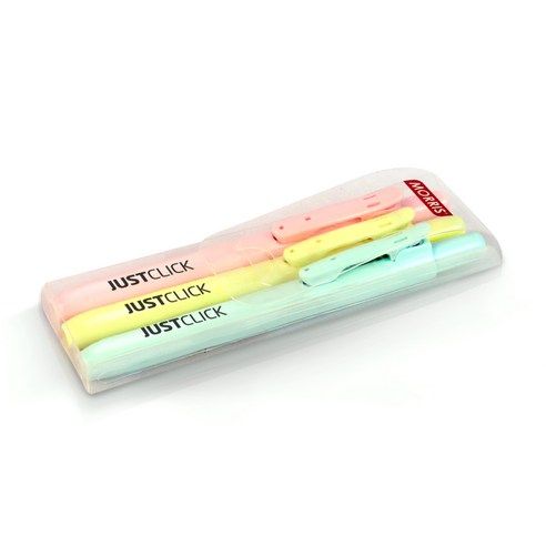 상품 이미지: 저스트클릭 마일드 형광펜S 3종 세트, 옐로우 + 핑크 + 민트, 1세트