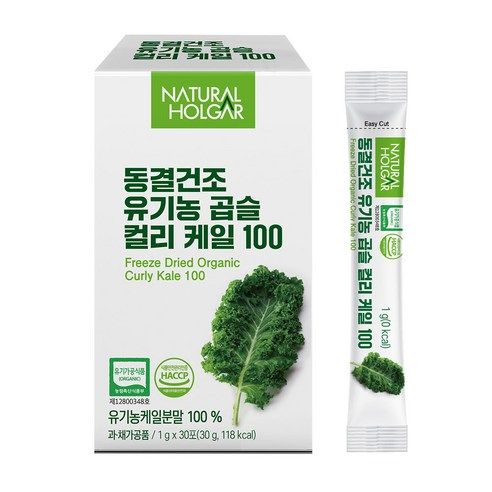 상품 이미지: 네츄럴올가 동결건조 유기농 컬리케일 100% 곱슬케일 분말, 30개, 1g