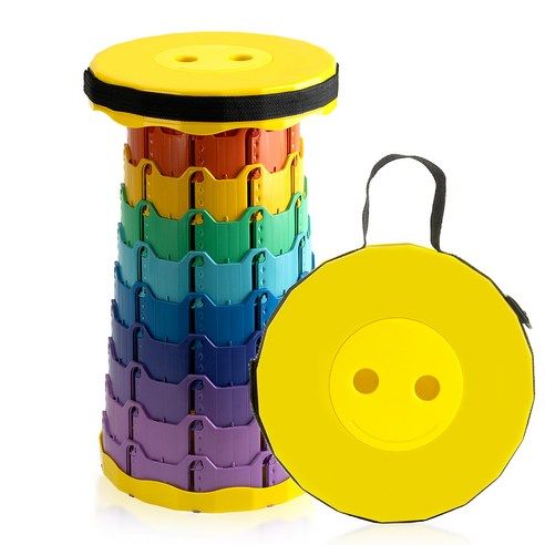 상품 이미지: 코멧 아웃도어 휴대용 높이조절 캠핑 스툴, 레인보우 옐로우, 1개