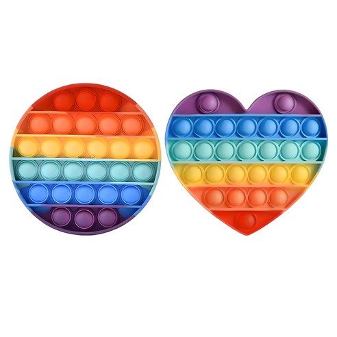 상품 이미지: 루아르모 푸쉬팝 팝잇 레인보우 버블 뽁뽁이 장난감 피젯토이 보드게임 촉감발달 완구 2p, 하트 + 원형, 1세트