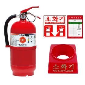 상품 이미지: 받침대 + 국산 ABC 3.3kg 분말소화기 디에프 KFI 국가검증 소화기점검표소화기스티커 증정
