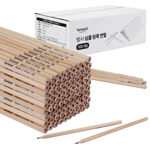 상품 이미지: 탐사 심플 원목 연필 100개입, 원목색, 1개