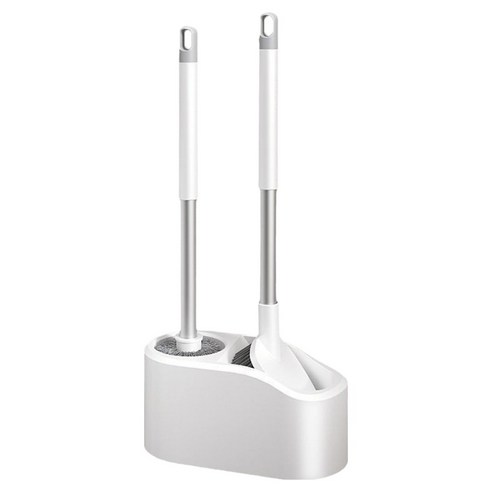 상품 이미지: 리빙공감 벽걸이형 변기 이중브러쉬 청소솔 2종 세트, 화이트, 1세트
