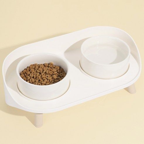 상품 이미지: 탐사 강아지 식기 2구 테이블 세트, 아이보리, 1세트