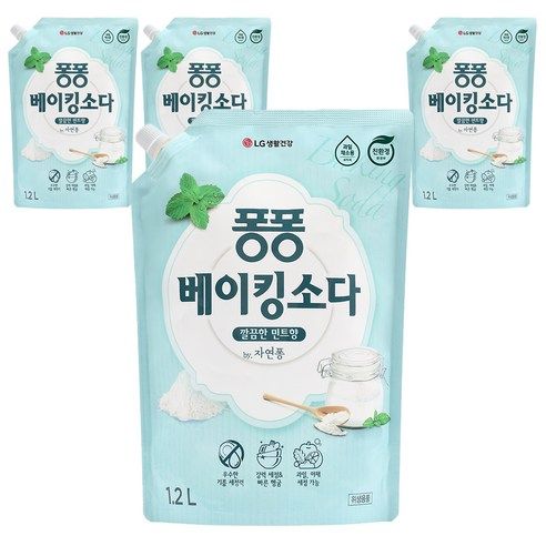 상품 이미지: 퐁퐁 베이킹소다 주방세제 깔끔한 민트향 리필형, 1.2L, 4개