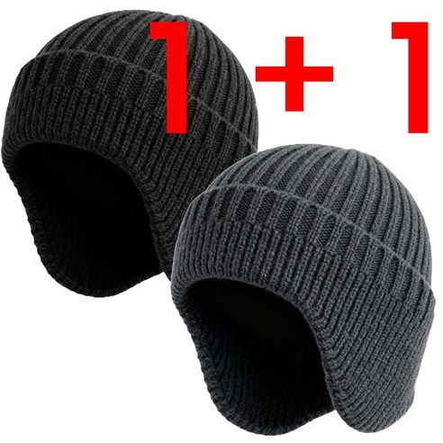 상품 이미지: 남녀공용 귀달이 비니 1+1 겨울 방한 모자 귀도리 니트 털모자 귀덮개