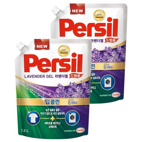 상품 이미지: 퍼실 라벤더젤 플러스 드럼용 액상세제 리필, 1.5L, 2개