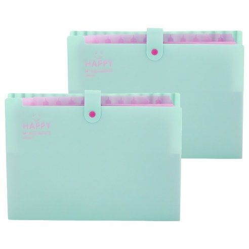 상품 이미지: 아베른 12칸 스마일 마카롱 바인더 아코디언파일, 민트, 2개