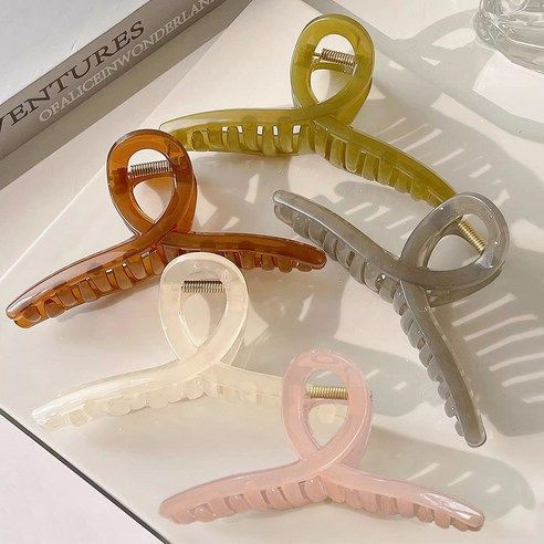 상품 이미지: 무식이네 빅사이즈 꼬임 유광 올림머리 헤어 집게핀 13cm 5종 세트