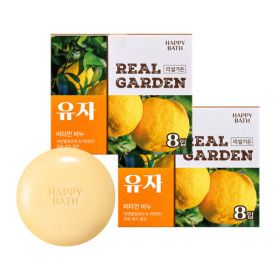 상품 이미지: 해피바스 리얼가든 유자 비타민 비누 90g 8입 2개 총 16개
