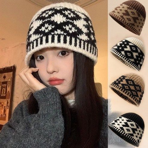 상품 이미지: govbom 여성 버킷 니트 비니 모자