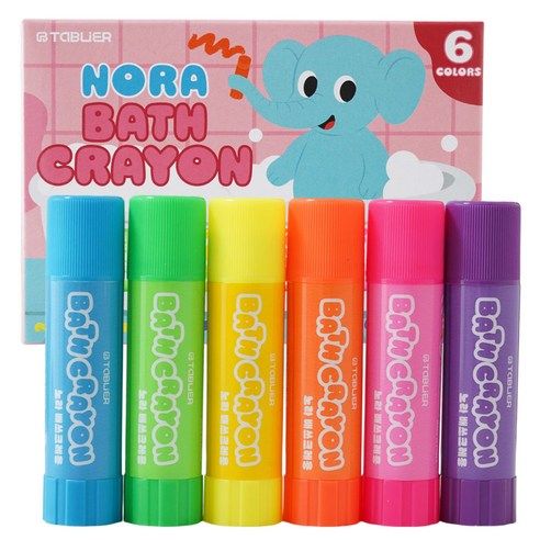 상품 이미지: 따블리에 유아 욕실크레용 목욕크레용 워셔블 아기크레용 목욕놀이, 1세트, 6색