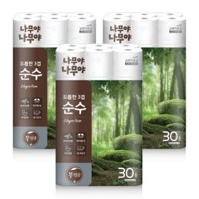 상품 이미지: 나무야나무야 도톰한3겹순수 화장지 27Mx30롤 3팩