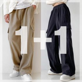 상품 이미지: 당일발송1+1 남자 M 양털 코듀로이 스트링 카고바지 기모 와이드 오버핏 밴딩 골덴 스트릿 빅사이즈 8colo