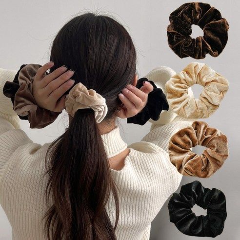 상품 이미지: 워더미 겨울 벨벳 곱창끈 헤어슈슈 F471 4개 1세트