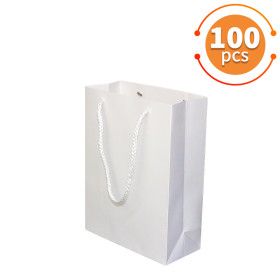 상품 이미지: 두꺼운 고급 쇼핑백 화이트 세로형 소 100매 무지 종이가방 도시락 답례품 선물가방 무료배송