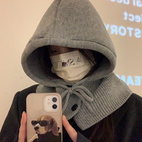 상품 이미지: 에보멜드 얼굴 작아보이는 모델핏 바라클라바 니트 겨울 후드넥 포근한 고급형 와이드핏