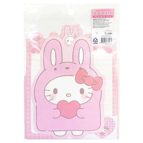 상품 이미지: 산리오 NEW 모양편지지 + 봉투 + 스티커 헬로키티 세트, 혼합색상, 1세트