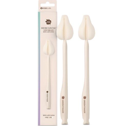 상품 이미지: 그린핑거 베베그로우 젖꼭지 세척솔 2p, 1세트, 크림