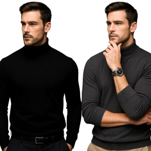 상품 이미지: 팡마스터 남자 기모 목 폴라 티 터틀넥 작업복 1+1