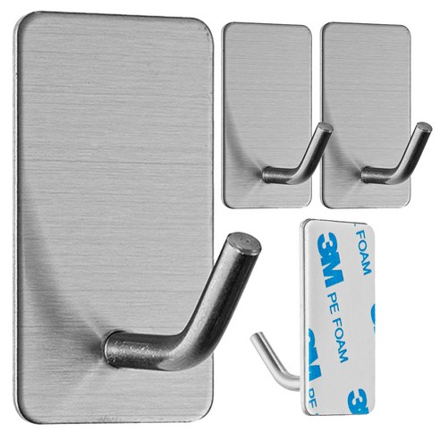 상품 이미지: 코멧 홈 다용도 스텐304 접착식 고리형 후크, 실버, 4개