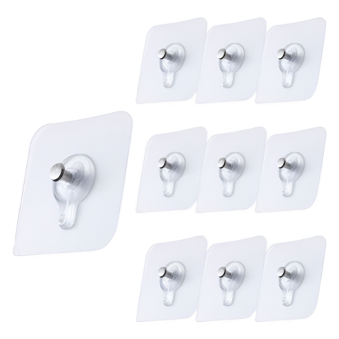 상품 이미지: 리빙홈디테일 홈 무타공 접착식 액자 시계 걸이 LHD-031, 투명, 10개