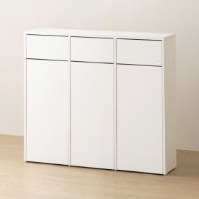 상품 이미지: E0자재 MN2074 3칸 가정용 재활용 분리수거함 수납장 1000 (슬림형) E0자재 비닐봉투20매 아트스티커 증정