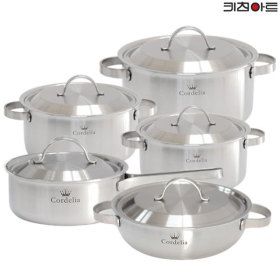 상품 이미지: (슈퍼특가) 키친아트 코델리아 통5중 스텐레스 IH 냄비세트 5종B(편18+양16+20+24+전24)