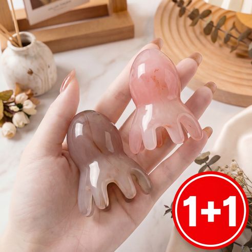 상품 이미지: 온더라이즈 시원한 두피마사지 문어괄사, 핑크+그레이, 2개