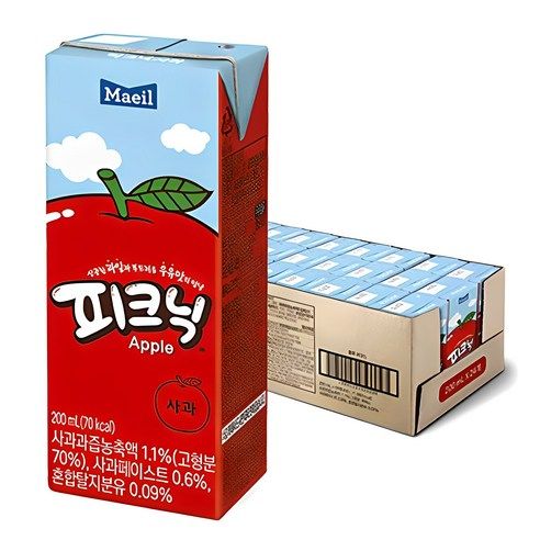 상품 이미지: 피크닉 사과맛 음료, 200ml, 24개