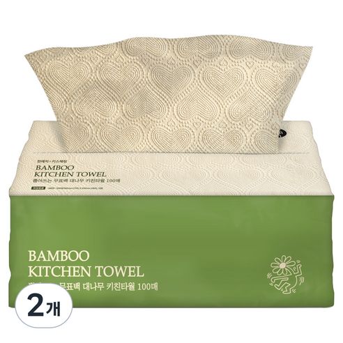 상품 이미지: 한예지 키스해링 대나무 뽑아쓰는 키친타올, 100개입, 2개