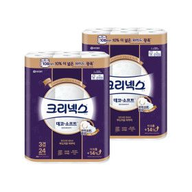 상품 이미지: (108mm) 크리넥스 3겹 데코앤소프트 와이드 33MX24롤 2팩 두루마리 화장지 휴지