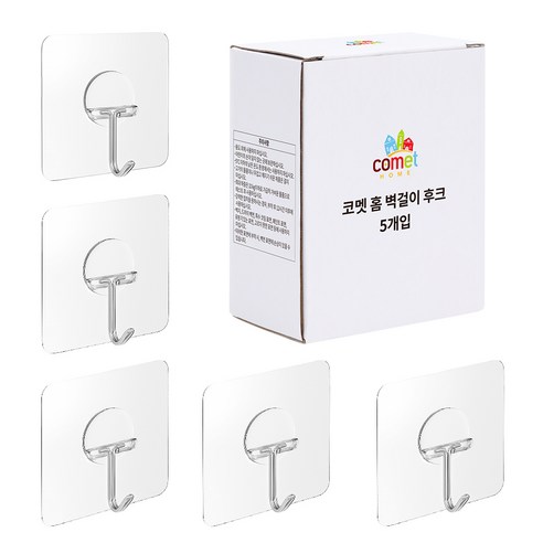 상품 이미지: 코멧 홈 강력 벽걸이 후크, 5개
