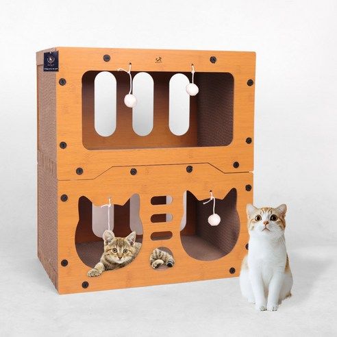 상품 이미지: 딩동펫 고양이 2층 더블 숨숨집 스크래쳐