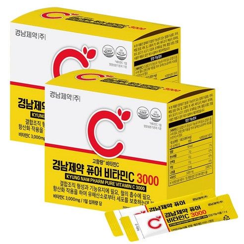 상품 이미지: 경남제약 퓨어 비타민C 3000 고함량 90포, 270g, 2개