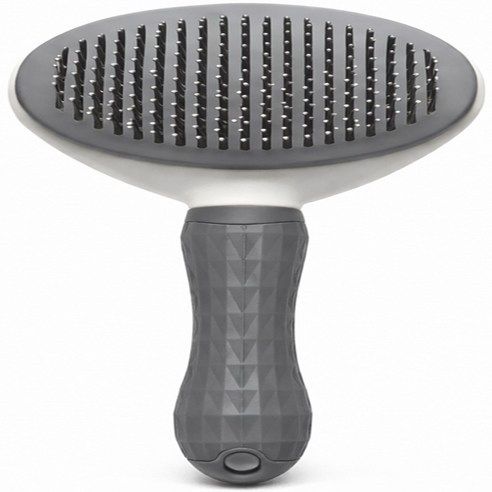 상품 이미지: 이보다 원터치 애견브러쉬 안아픈 강아지빗 말티푸 비숑 강아지 고양이 겸용, 1개, 그레이