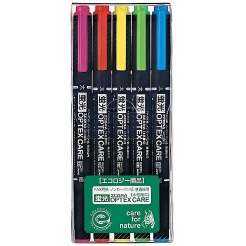 상품 이미지: 제브라 옵텍스 케어 형광펜, 핑크+레드+옐로우+그린+블루, 5개