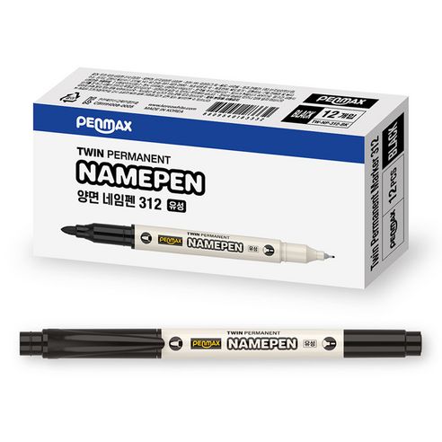 상품 이미지: 펜맥스 트윈 네임펜 312, BLACK, 12개