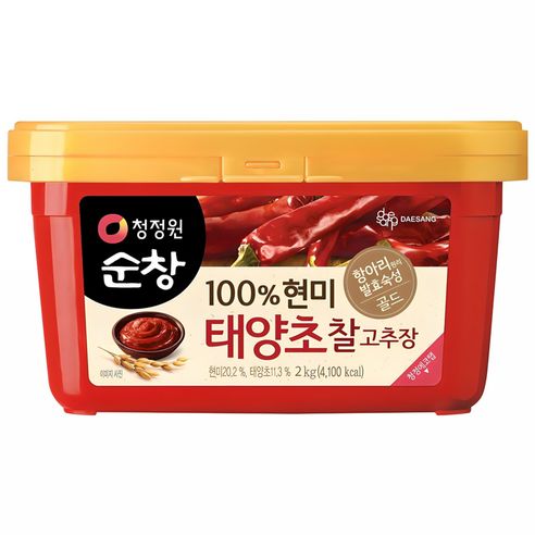 상품 이미지: 청정원순창 100% 현미 태양초 찰고추장, 2kg, 1개