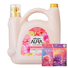 상품 이미지: 샤프란 아우라 초고농축 섬유유연제 피오니블러썸 5.5L + 아우라 생화캡슐 섬유유연제 680ml 2개 증정