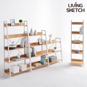 상품 이미지: 아이디 사다리형 3단 4단 5단 슬림5단 인테리어 철제책장 서재 거실 책장